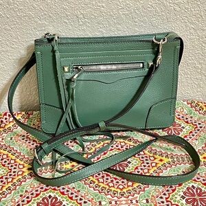 REBECCA MINKOFF Green Leather Regan Zip Crossbody Bag